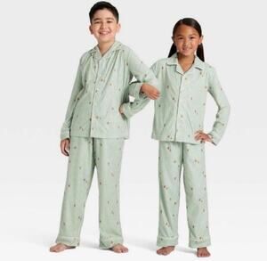 Wondershop Kids Gingerbread Pajama Set Green Stripe Size L 10/12 NWT Holiday